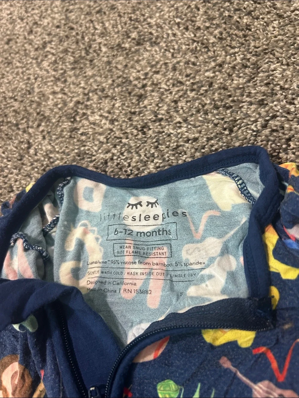 Little Sleepies Navy Alphabet Print One-Piece Pajamas